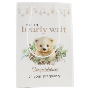 Cute Winter Baby Shower We Can Bearly Wait Medium Gift Bag