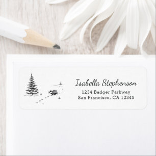 Cute Winter Badger Whimsical Return Address
