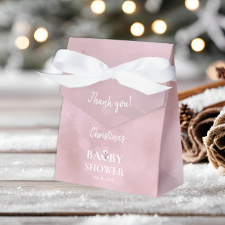 Cute Winter Bear Pink Baby Shower Thank You Favour Box