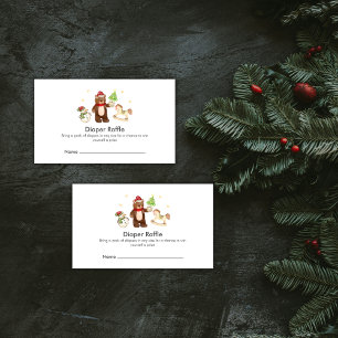 Cute Winter Bear Snowman Diaper Raffle Baby Shower Enclosure Card