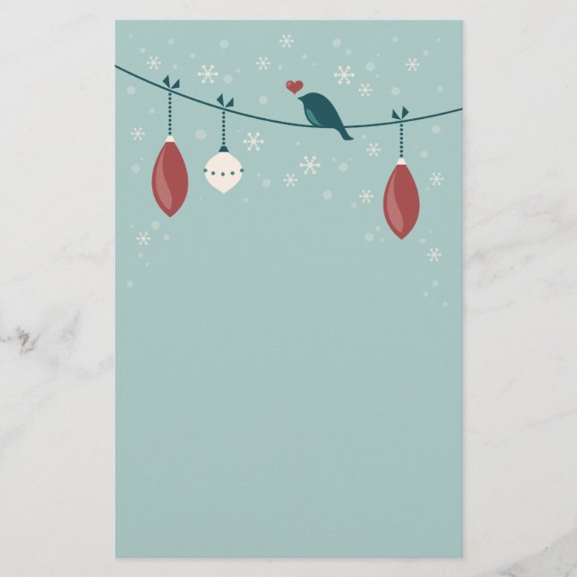 Cute Winter Bird Holiday Stationery (Front)