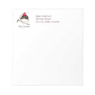 Cute Winter Bird in Hat, Christmas, Humour, Junco Notepad
