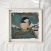 Cute Winter Black Capped Chickadee Art Print