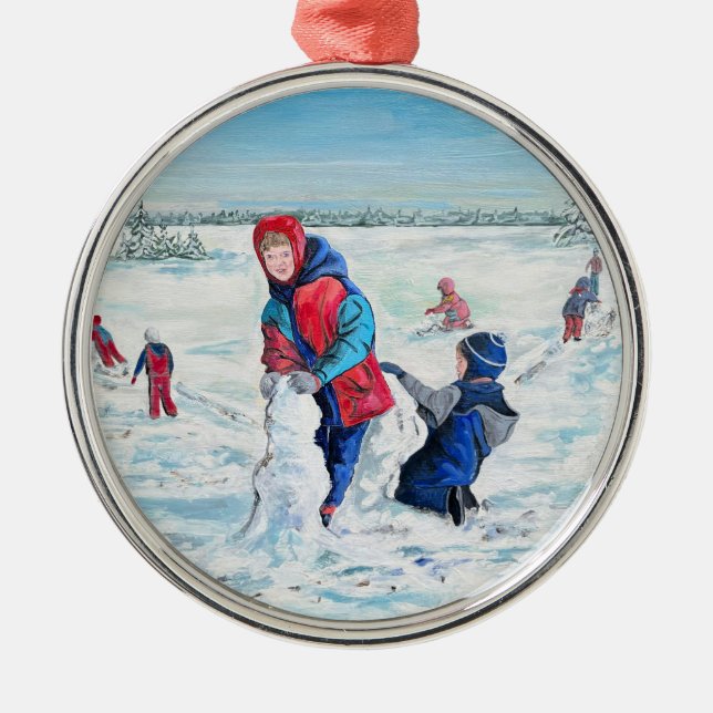 Cute Winter blue/red Wonder Land Playtime Ornament (Front)