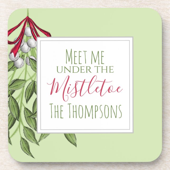 Cute Winter Botanical Christmas Greens Coaster (Front)
