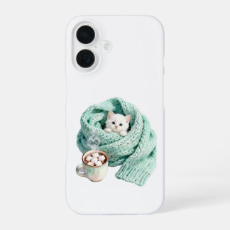 Cute Winter Cat Cozy Coffee Personalized iPhone 16 Case