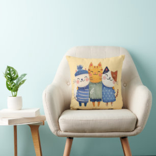 Cute Winter Cats Hugging Pillow – Cosy Gift