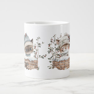 Cute winter cats personalized large coffee mug