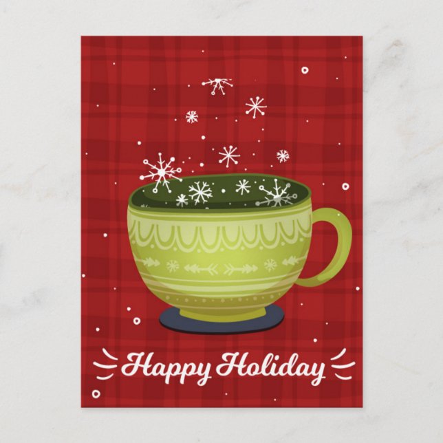 Cute Winter Christmas Coffee Mug Holiday Card (Front)