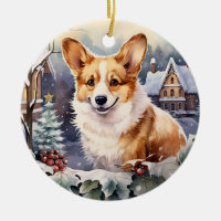 Cute Winter Christmas corgi