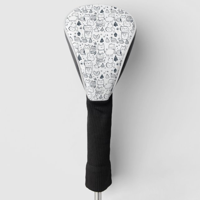 Cute Winter Christmas Doodle Pattern (1) Golf Head Cover (Front)