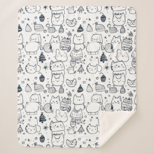 Cute Winter Christmas Doodle Pattern (1) Sherpa Blanket
