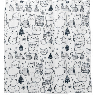 Cute Winter Christmas Doodle Pattern (1) Shower Curtain
