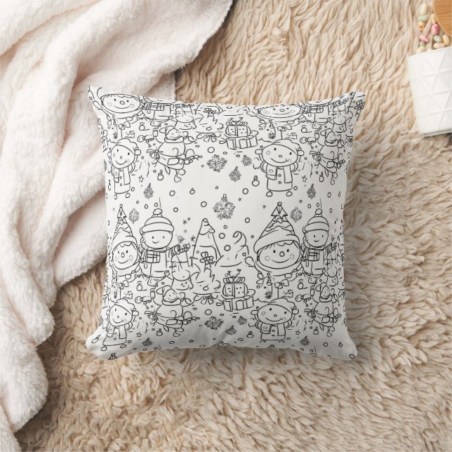 Cute Winter Christmas Doodle Pattern (2) Cushion (Blanket)