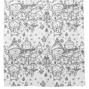 Cute Winter Christmas Doodle Pattern (2) Shower Curtain