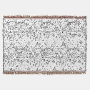 Cute Winter Christmas Doodle Pattern (2) Throw Blanket