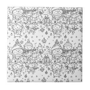 Cute Winter Christmas Doodle Pattern (2) Tile