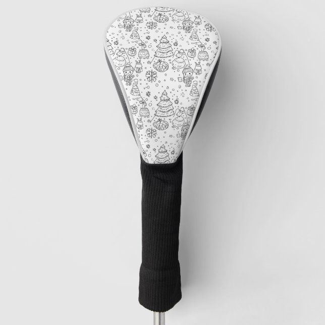 Cute Winter Christmas Doodle Pattern (3) Golf Head Cover (Front)