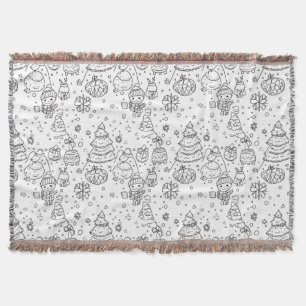 Cute Winter Christmas Doodle Pattern (3) Throw Blanket