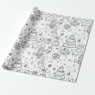 Cute Winter Christmas Doodle Pattern (3) Wrapping Paper