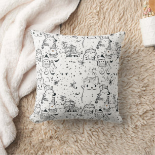 Cute Winter Christmas Doodle Pattern (4) Cushion