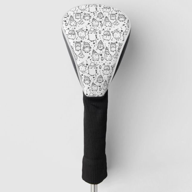 Cute Winter Christmas Doodle Pattern (5) Golf Head Cover (Front)
