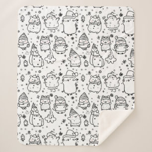 Cute Winter Christmas Doodle Pattern (5) Sherpa Blanket