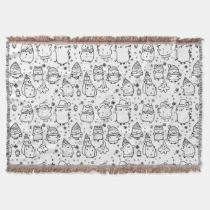 Cute Winter Christmas Doodle Pattern (5) Throw Blanket