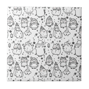 Cute Winter Christmas Doodle Pattern (5) Tile