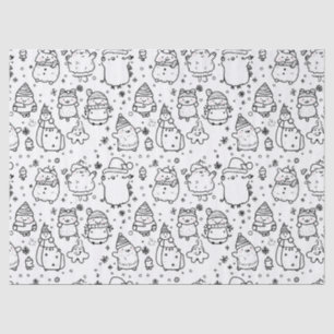 Cute Winter Christmas Doodle Pattern (5) Tissue Paper