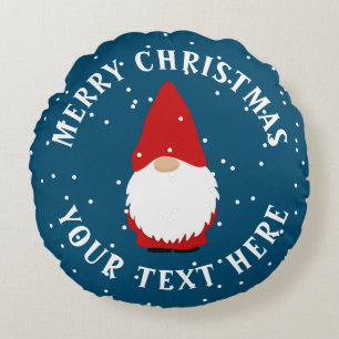 Cute winter Christmas gnome round throw pillow