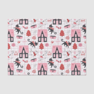 Cute Winter Christmas Kitty Cat Pattern Tissue Paper