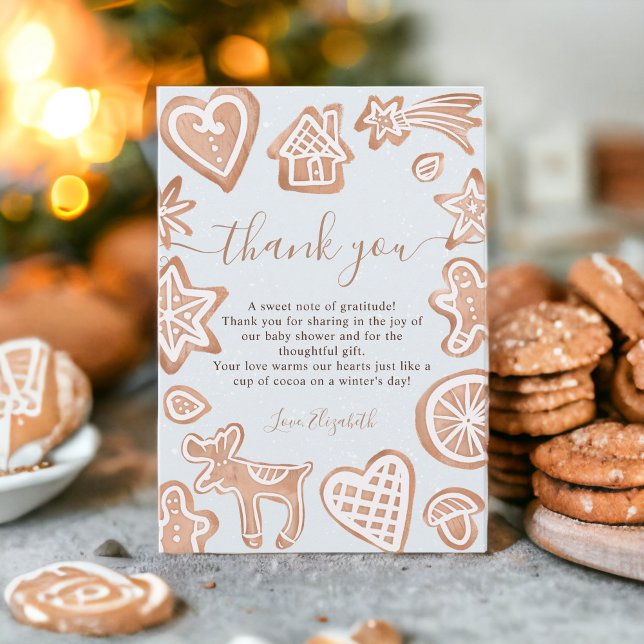 Cute winter Christmas little cookie baby shower Thank You Card (Cute winter Christmas little cookie baby shower Thank You Card)