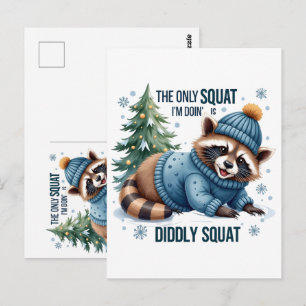 Cute Winter Christmas Racoon Festive Holiday Postcard