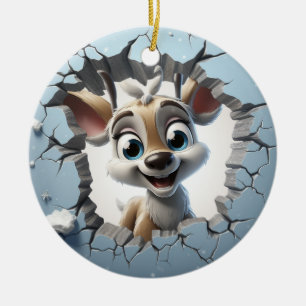 Cute Winter Christmas reindeer  Ceramic Tree Decoration