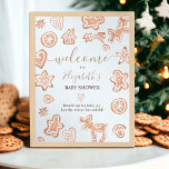Cute winter Christmas welcome cookie baby shower Poster<br><div class="desc">Welcome your guests to a magical Winter Wonderland Baby Shower with our enchanting Welcome Sign. The design captures the festive spirit with illustrations of hearts, moose, houses, stars, ginger, and more, all in a charming gouache style. Set the tone for a cosy celebration as everyone steps into our baby's sweet...</div>