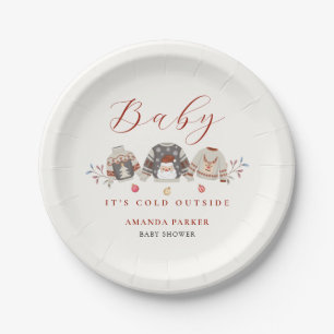 Cute Winter Clothes Christmas Baby Shower Paper Plate