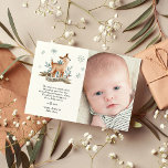Cute Winter Deer Baby Shower Thank You Card<br><div class="desc">Thank guests who attended your baby shower with this cute customisable baby shower thank you card. It features watercolor illustrations of a baby deer with winter botanical accents. Personalise this woodland thank you card by adding your own personal message.</div>