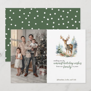 Cute Winter Deer in Snow Forest Holiday Card