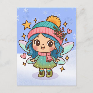 Cute Winter Fairy Kawaii Pastel Fantasy Art Postcard
