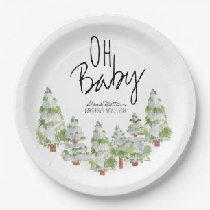 Cute winter forest babyshower paper plate