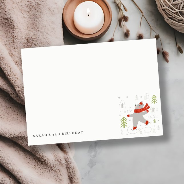 Cute Winter Forest Bear Ski Any Age Kids Card (Creator Uploaded)