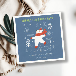 Cute Winter Forest Bear Ski Any Age Kids Napkin