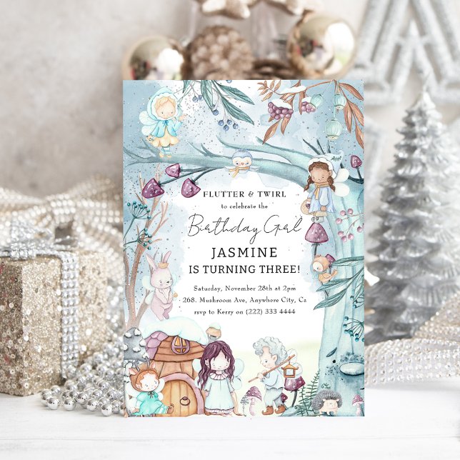 Cute Winter Forest Fairy Christmas Girl Birthday Invitation (Creator Uploaded)