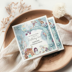 Cute Winter Forest Fairy Christmas Girl Birthday Napkin