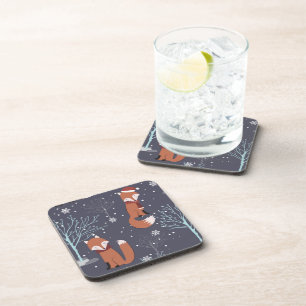Cute Winter Fox Coaster
