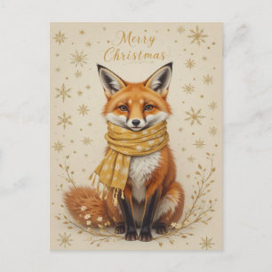 Cute Winter Fox Scarf Christmas  Postcard