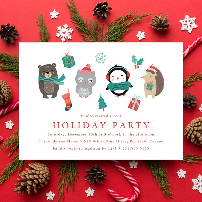 Cute Winter Friends Holiday Party Invitation (Creator Uploaded)