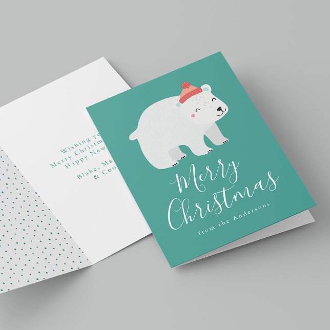 Cute Winter Friends Polar Bear Non-Photo Holiday Card (Creator Uploaded)