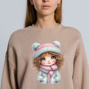 Cute Winter Girl Cosy Scarf Kawaii Art T-Shirt